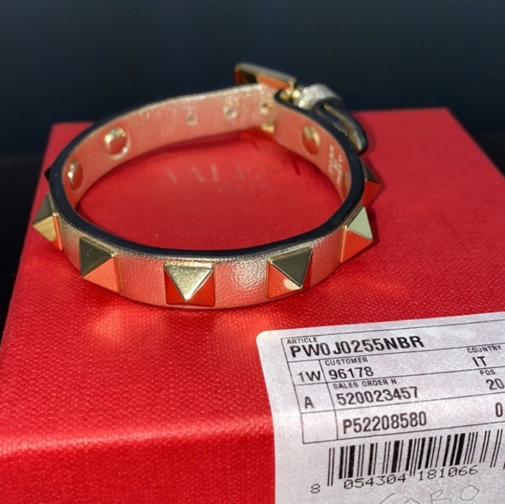 VALENTION ROCKSTUD BRACELET SILVER W GOLD STUDS AUTHENTIC NEW
